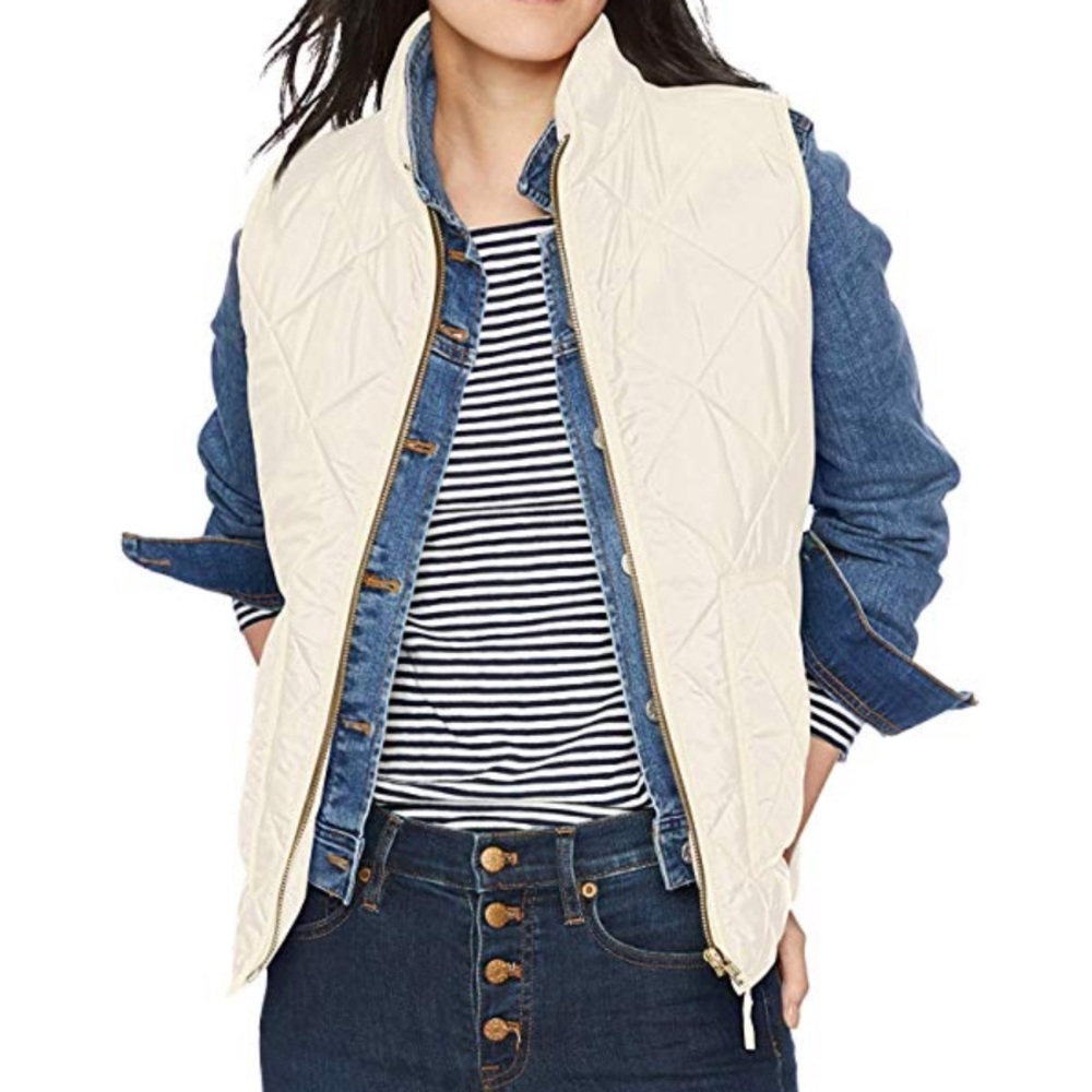 J.Crew Cream Quilted Puffer Vest - XS
